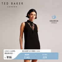 TED BAKER春夏款女士无袖气质小黑裙修身蕾丝连衣裙266447