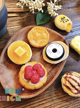 更新 趣味玩食仿真食物可爱蛋黄酥黄油松饼乳酪 泰国气囊手机支架