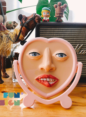 泰国独计师代购 立体人脸表情恶搞风趣桌面立式化妆镜子 创意礼物