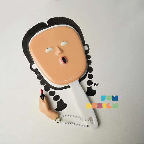 新 泰国设计师FK新款手拿随身化妆镜 便携立体趣味镜子 创意礼物