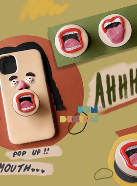泰国代购设计师14/15Pro max 立体表情丑男搞怪支架手机壳 情侣款