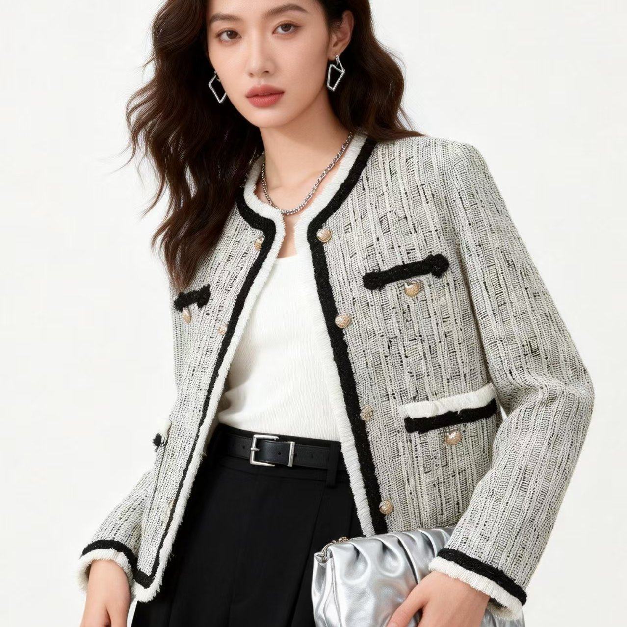 实拍小香风外套女2026年春新款法式复古粗花呢气质上衣设计感上衣,女装/女士精品,短外套,淘宝优惠券,粉丝福利购,淘宝优惠卷