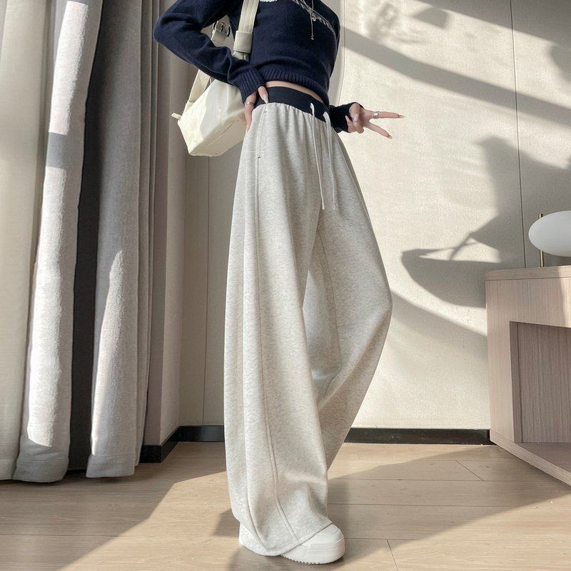 实拍2025秋冬新款加绒高腰弯刀裤窄版阔腿裤休闲直筒卫裤运动裤女,女装/女士精品,休闲裤,淘宝优惠券,粉丝福利购,淘宝优惠卷