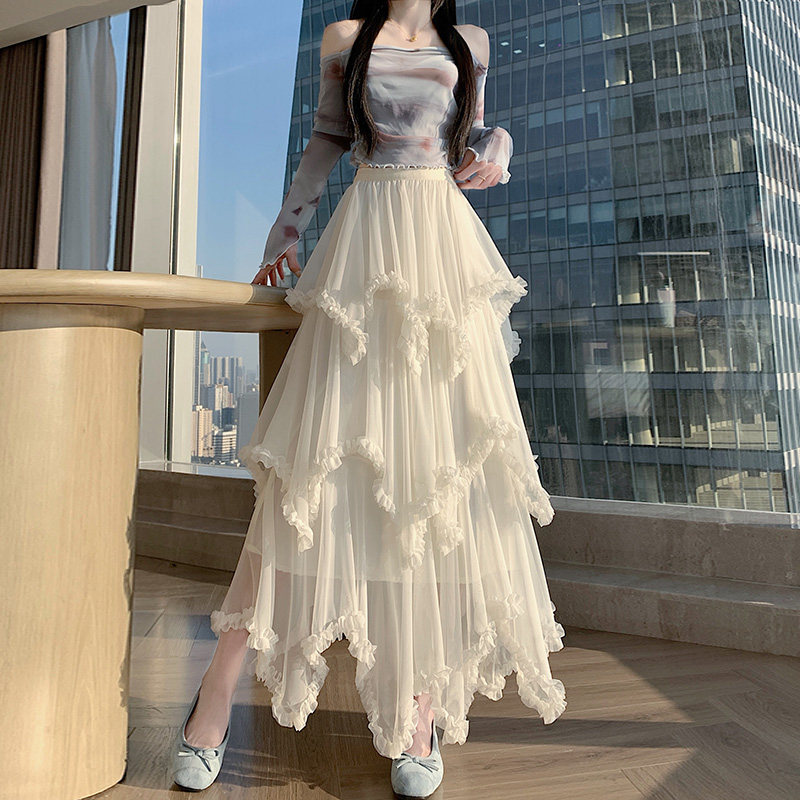 实拍2026年白色蕾丝半身裙女春新款a字纱裙甜美公主蓬蓬蛋糕长裙,女装/女士精品,半身裙,淘宝优惠券,粉丝福利购,淘宝优惠卷