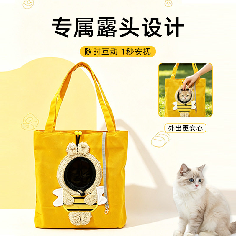 宠物外出包猫包斜挎手提猫咪袋子小型犬露头狗狗单肩包狗用品