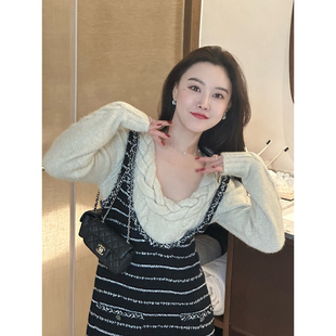 DUO智仙生 月桂花冠温暖慵懒大麻花女神毛衣 黑标