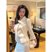 DUO智仙生 小香风围巾外套与半裙 羊毛混纺 黑标 律政俏佳人