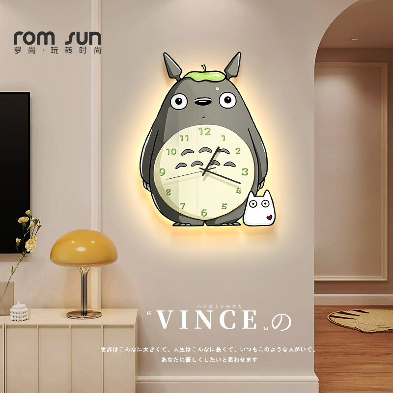 龙猫时钟装饰画奶油风客厅电视墙钟表壁画2024新款挂钟餐厅挂画,家居饰品,现代装饰画,淘宝优惠券,粉丝福利购,淘宝优惠卷