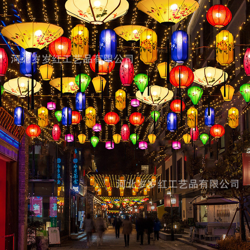 国风灯笼装饰24节气飞碟新中式创意冬瓜仿古景区方形宫灯彩灯户外