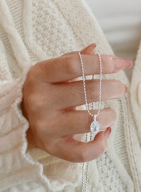 韩系镀18k金椭圆闪钻项链豆豆链极简百搭ins约会通勤