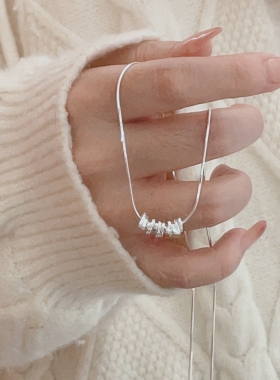 镀18k金碎银子项链女不规则简约设计感串珠锁骨链