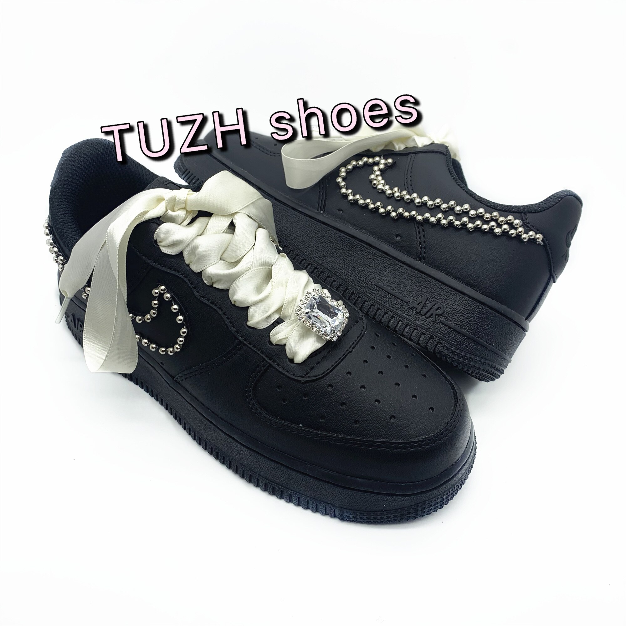 适配af1纯黑空军一号diy配件定制球鞋改造银色串珠宝石扣材料配饰