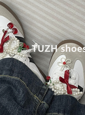 适配德训鞋空军一号配件红色樱桃花朵鞋扣甜美芭蕾韩风配饰装饰扣