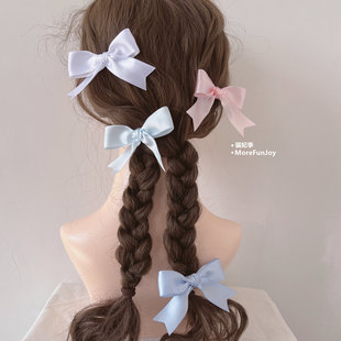 芭蕾风Baby蓝燕尾蝴蝶结发夹双马尾发绳可爱刘海小边夹少女后脑勺