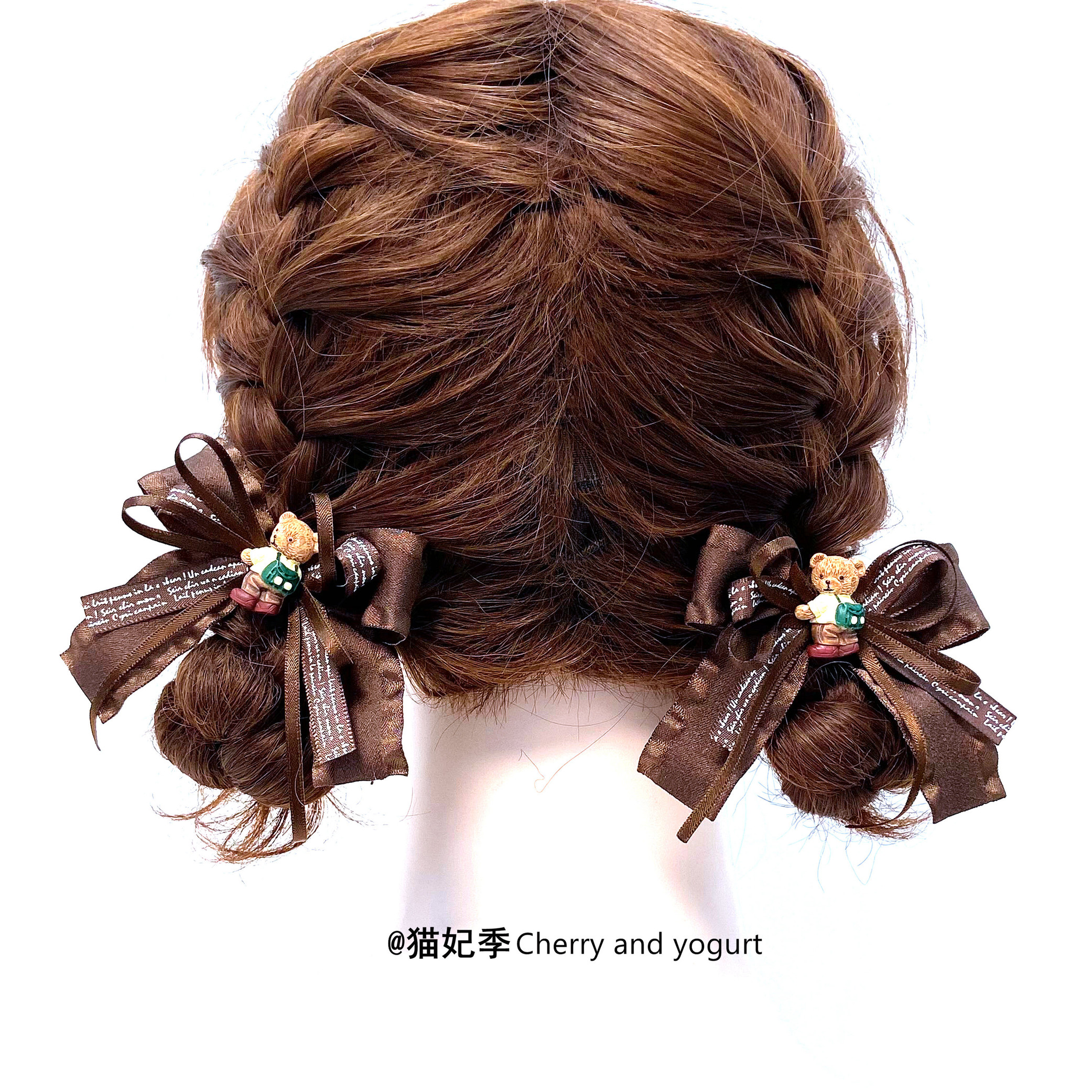 ins蝴蝶结发夹可爱小熊双马尾