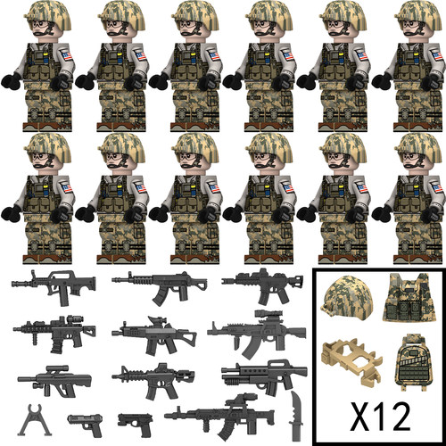 适用于乐高军事人仔美军陆军游骑兵俄军阿尔法特种兵人偶积木玩具