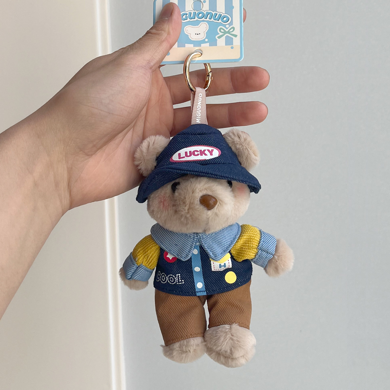 牛仔小熊毛绒挂件公仔玩偶情侣女