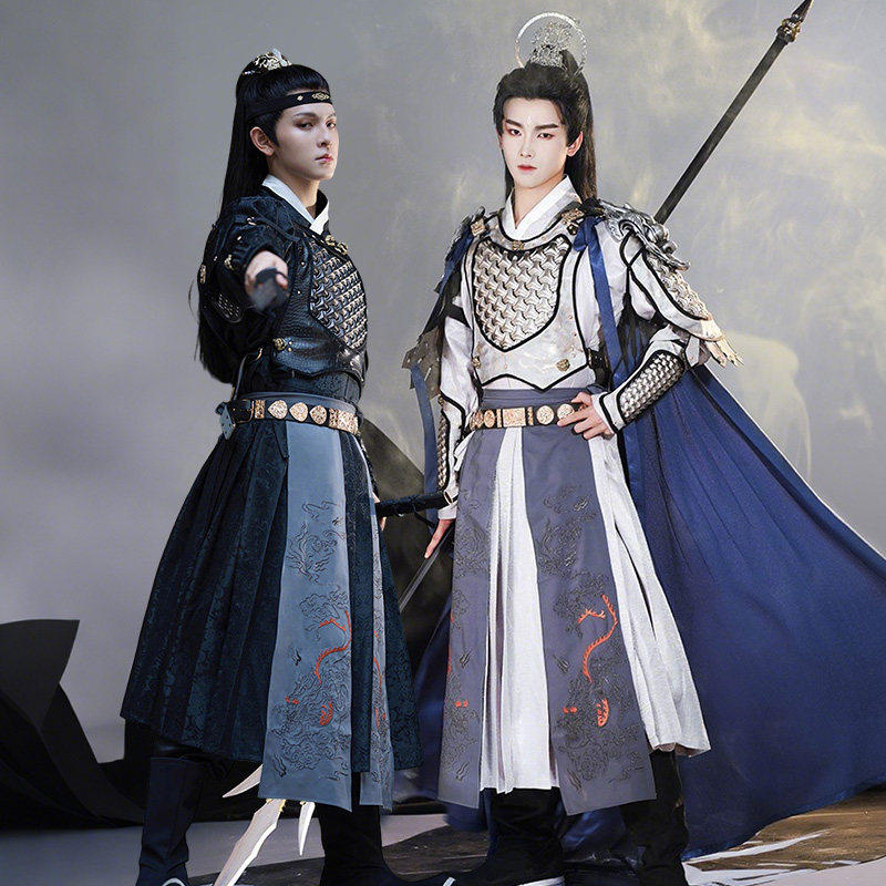 出租流烟昔泠-万疆圆补贴里汉服绣花甲胄甲旗斗篷秋冬款汉服租赁