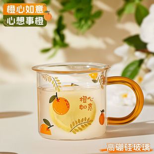 特别好看的玻璃水杯2025新款女士高颜值玻璃杯带把手防爆防摔杯子