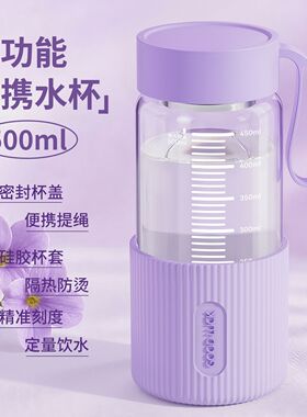 女士高颜值玻璃杯2025新款耐高温水杯茶水分离杯子刻度杯果汁杯