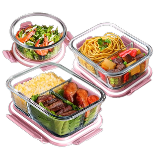 玻璃饭盒微波炉加热专用上班族分隔带饭餐盒打包便当盒便携保鲜盒