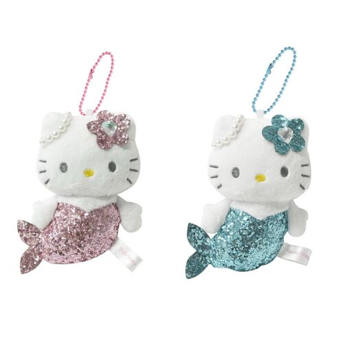 现货 三丽鸥美人鱼粉色蓝色闪片凯蒂猫hellokitty毛绒挂件周边