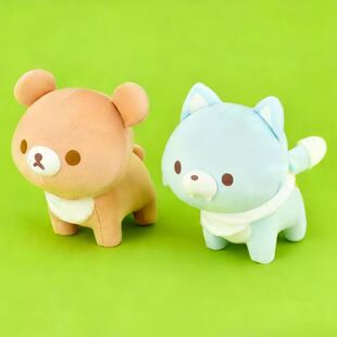 预定SANX轻松熊四足站姿毛绒玩偶公仔小狼白熊茶色熊熊哥熊妹挂件