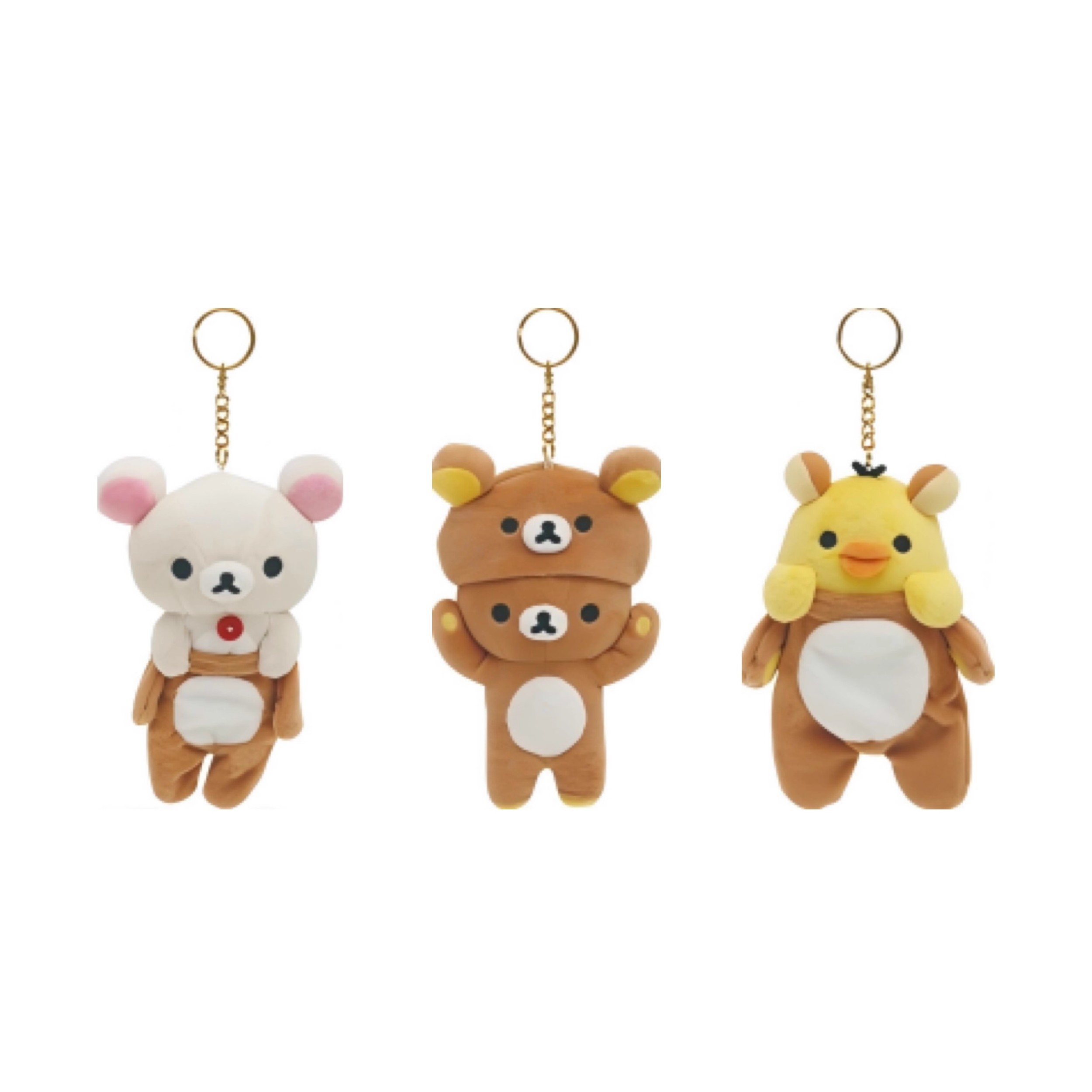 现货SANX轻松熊rilakkuma连体衣系列毛绒挂件熊哥熊妹棕熊周边