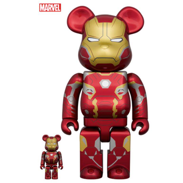 日本正品bearbrick钢铁侠MK45 400%1000%积木熊暴力熊摆件手办