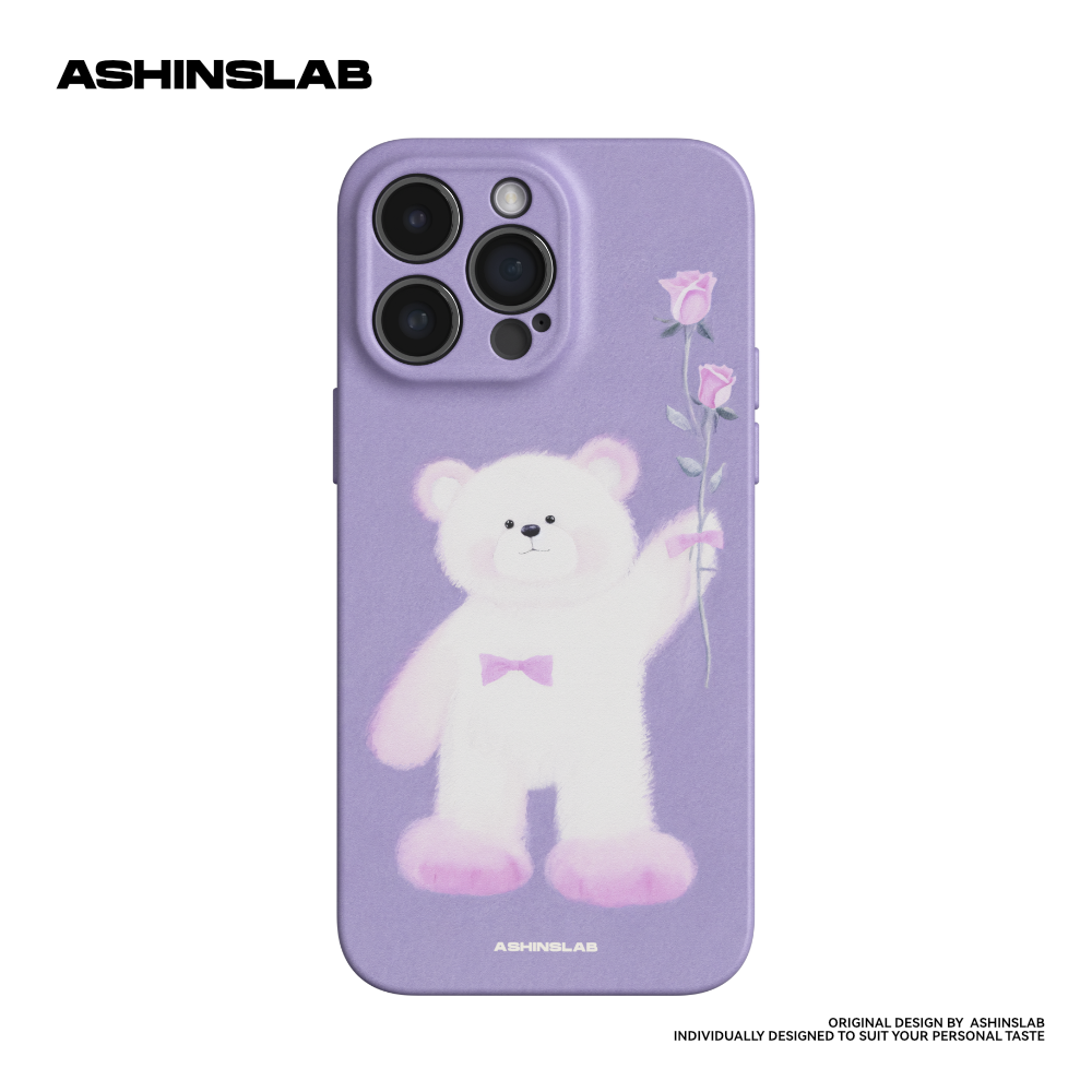 ASHINSLAB适用苹果16ProMax送花的小熊iPhone15华为mate60精孔软壳14防摔小众不撞壳13全包P40女生12可爱少女