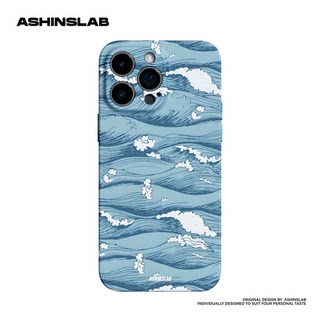 ASHINSLAB原创海浪中国风小众适用iPhone15promax手机壳新款简约苹果14plus日系复古13高级感12抽象艺术潮男