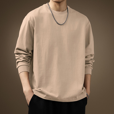 纯棉长袖T恤男春秋季宽松打底衫男生潮牌春季男士白色内搭上衣男