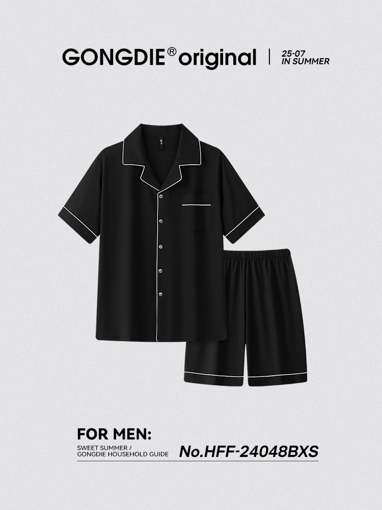 Kişi üçün yay pijama dəsti, qısaqol, böyük ölçülər