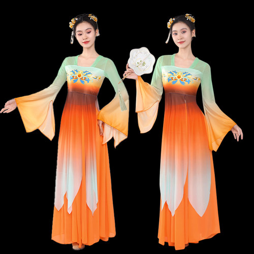 新款古典舞演出服飘逸纱衣女汉唐齐胸身韵舞蹈服伞舞中国舞套装