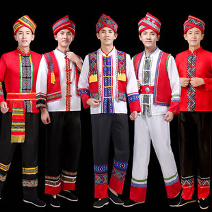 瑶族黎族少数民族服装成人男款舞蹈演出服饰套装男士舞蹈表演服装