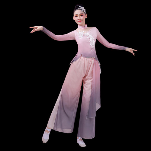 古典舞演出服女飘逸中国风艺考服装新款广场舞秧歌扇子舞表演套装