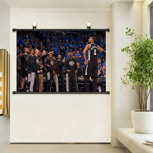 文班亚马挂画NBA篮球明星海报名场面马刺客厅卧室免打孔装饰壁画