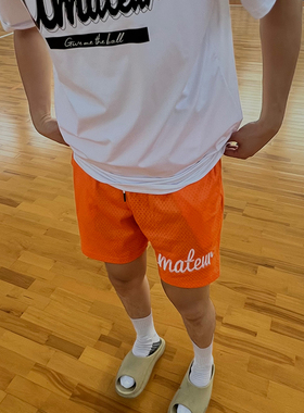 Amateur 美式短裤篮球运动训练四分裤不过膝速干网眼刺绣夏季男女