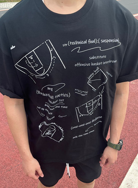 Amateur 美式运动短袖战术板印花tee宽松重磅棉圆领潮流百搭T恤男