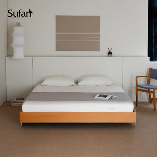 舒梵海岛床新色蜂蜜色 极简小户型 无床头悬浮实木床架日式