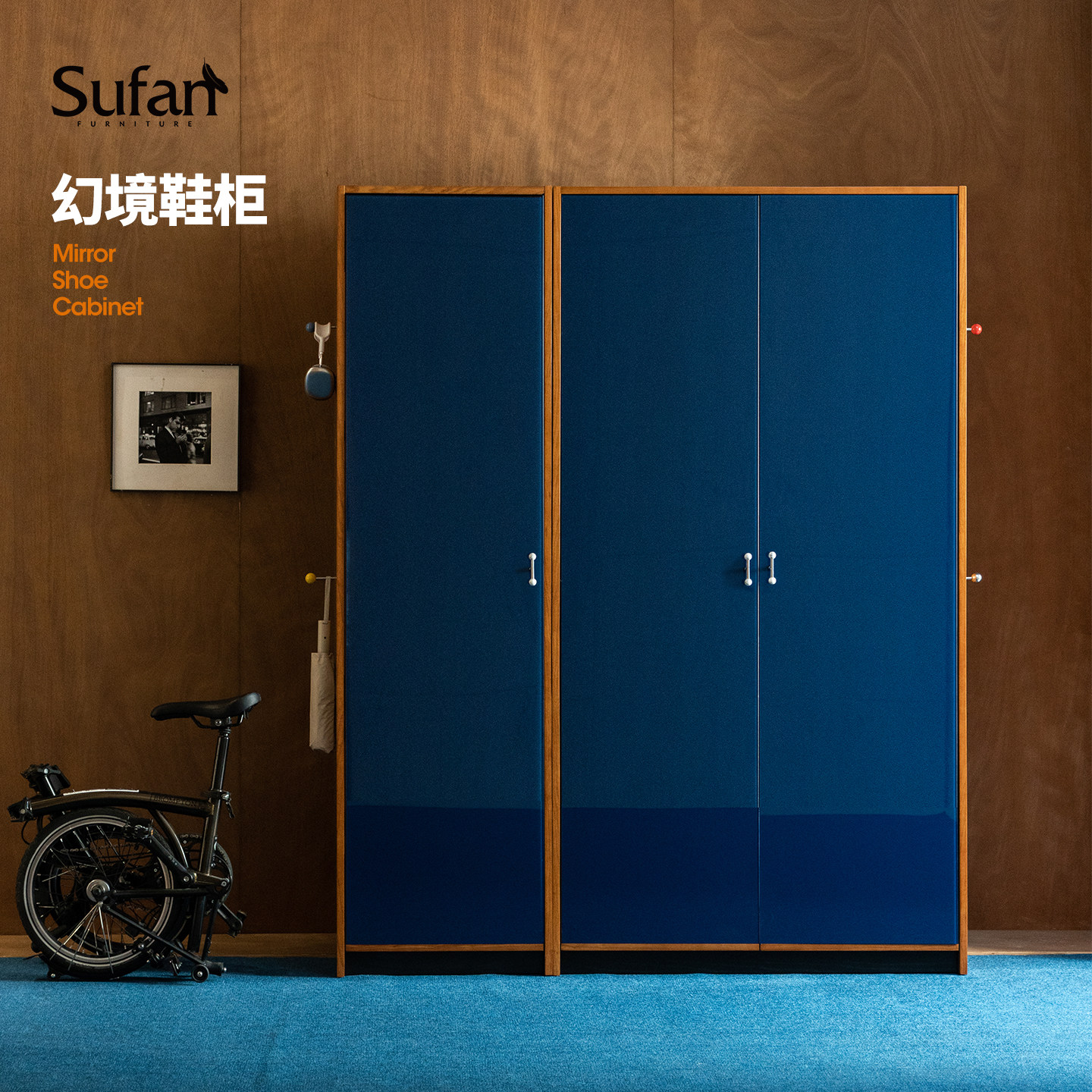 舒梵新品幻镜高鞋柜/北欧中古轻奢家用入户门厅穿衣镜鞋柜储物柜
