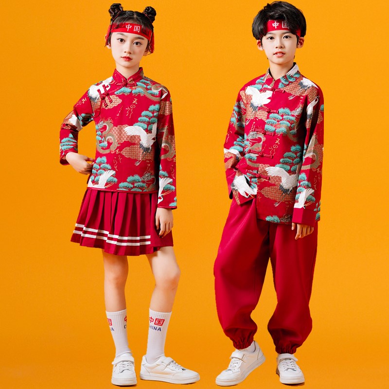 元旦儿童大合唱演出服中小学生中国风诗歌朗诵比赛幼儿园表演服装