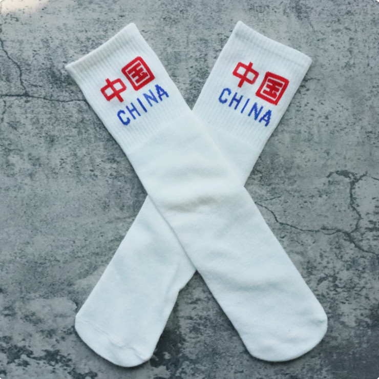 六一儿童毕业季中国风潮袜男女宝宝时尚爱国长筒袜学生走秀演出袜