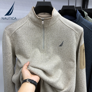 NAUTICA/诺帝卡男士秋冬半拉链立领卫衣休闲长袖加绒内搭外穿