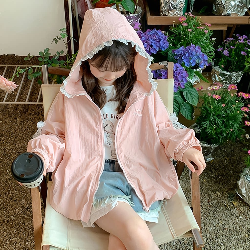 女童防晒衣夏季儿童洋气时髦连帽