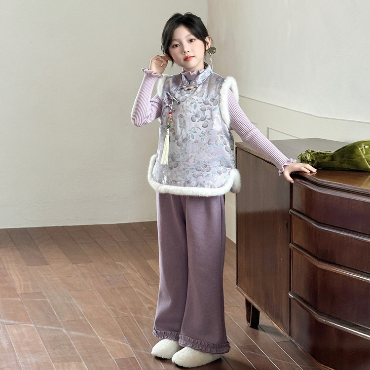 女童冬装套装新中式女孩拜年服
