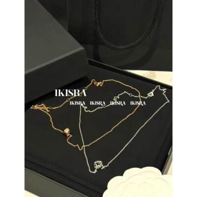 新款斜镶钻小金豆项链锁骨链