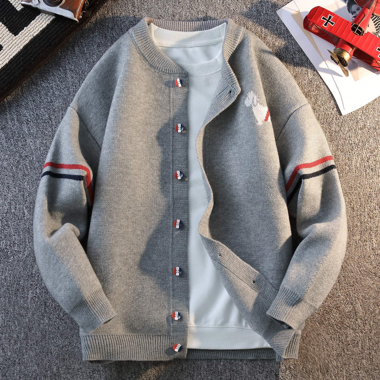 2025春秋季新款男士立领针织开衫