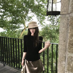 T恤醋酸短裙套装 实拍 老钱风铜氨针织中袖 school时尚 old