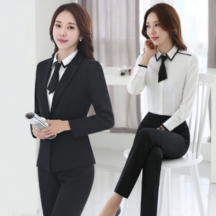 职业装女装套装长袖修身西装西服正装酒店前台服务员工作服秋冬装